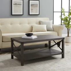 Kirkland's Home Coffee Tables-Wenge Brown X-Frame Coffee Table