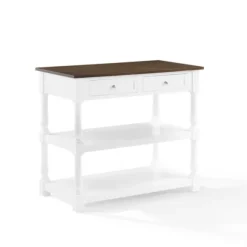 Kirkland's Home Kitchen Islands & Bar Carts-White And Brown Wood Kitchen Island