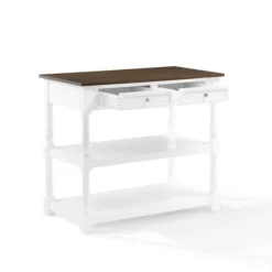 Kirkland's Home Kitchen Islands & Bar Carts-White And Brown Wood Kitchen Island