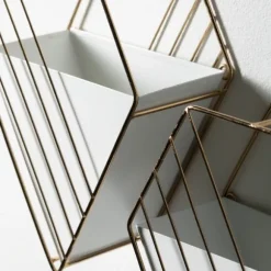 Kirkland's Home Wall Storage-White And Gold Metal Wall Pockets, Set Of 2