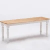 Kirkland's Home Dining Chairs-White And Natural Wood Dining Bench