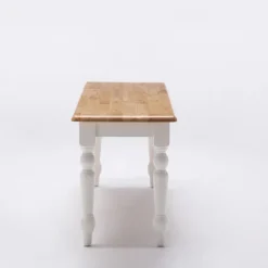 Kirkland's Home Dining Chairs-White And Natural Wood Dining Bench