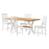 Kirkland's Home Dining Sets-White And Natural Wood X-Frame 5-Pc. Dining Set
