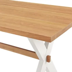 Kirkland's Home Dining Sets-White And Natural Wood X-Frame 5-Pc. Dining Set