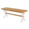 Kirkland's Home Dining Chairs-White And Natural Wood X-Frame Dining Bench