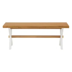 Kirkland's Home Dining Chairs-White And Natural Wood X-Frame Dining Bench