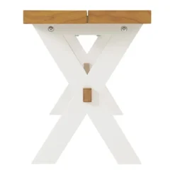 Kirkland's Home Dining Chairs-White And Natural Wood X-Frame Dining Bench