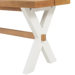 Kirkland's Home Dining Chairs-White And Natural Wood X-Frame Dining Bench