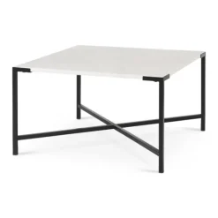 Kirkland's Home Coffee Tables-White And Onyx Marble Top Square Coffee Table