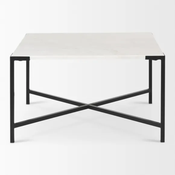 Kirkland's Home Coffee Tables-White And Onyx Marble Top Square Coffee Table