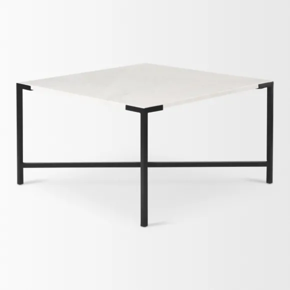Kirkland's Home Coffee Tables-White And Onyx Marble Top Square Coffee Table