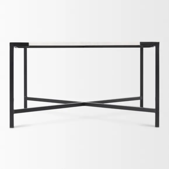 Kirkland's Home Coffee Tables-White And Onyx Marble Top Square Coffee Table