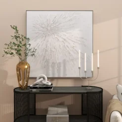 Kirkland's Home Canvas Art-White And Silver Impasto Abstract Canvas Art Print