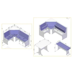 Kirkland's Home Dining Sets-White And Upholstered 3-Pc Dining Nook Set