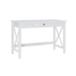 Kirkland's Home Office Furniture-White Antique Pine X Frame Desk