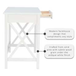 Kirkland's Home Office Furniture-White Antique Pine X Frame Desk