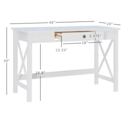 Kirkland's Home Office Furniture-White Antique Pine X Frame Desk