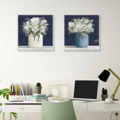 Kirkland's Home Framed Art-White Blossom Bouquet 2-Pc. Framed Wall Art Set