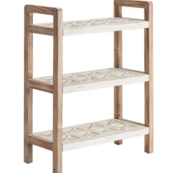 Kirkland's Home Bookshelves-White Distressed Wood Bookshelf