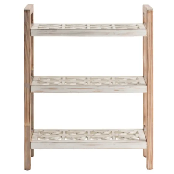 Kirkland's Home Bookshelves-White Distressed Wood Bookshelf