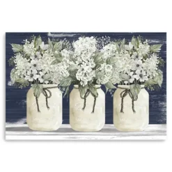 Kirkland's Home Canvas Art-White Floral Trio Giclee Canvas Art Print