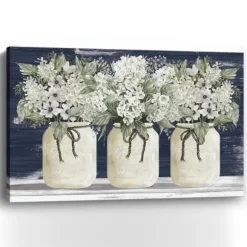 Kirkland's Home Canvas Art-White Floral Trio Giclee Canvas Art Print