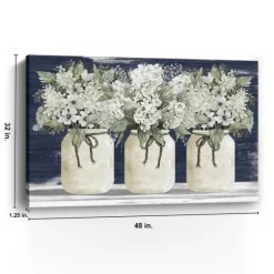 Kirkland's Home Canvas Art-White Floral Trio Giclee Canvas Art Print