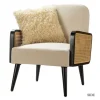 Kirkland's Home Accent Chairs-White Linen And Rattan Accent Chair