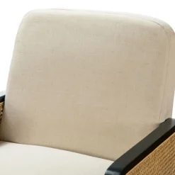 Kirkland's Home Accent Chairs-White Linen And Rattan Accent Chair