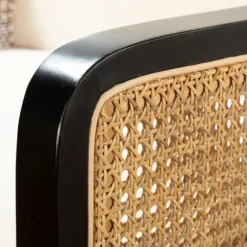 Kirkland's Home Accent Chairs-White Linen And Rattan Accent Chair