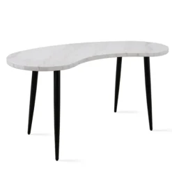 Kirkland's Home Office Furniture-White Marble Kidney Shaped Desk