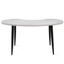 Kirkland's Home Office Furniture-White Marble Kidney Shaped Desk