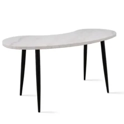 Kirkland's Home Office Furniture-White Marble Kidney Shaped Desk