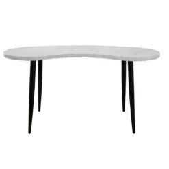 Kirkland's Home Office Furniture-White Marble Kidney Shaped Desk