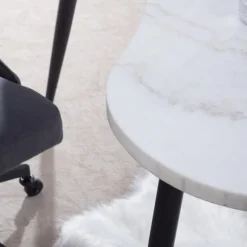 Kirkland's Home Office Furniture-White Marble Kidney Shaped Desk