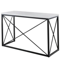 Kirkland's Home Console Tables-White Marble Top Sabin Metal Base Sofa Table