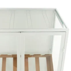 Kirkland's Home Kitchen Islands & Bar Carts-White Metal And Natural Wood 2-Door Bar Cabinet