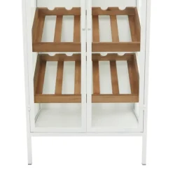 Kirkland's Home Kitchen Islands & Bar Carts-White Metal And Natural Wood 2-Door Bar Cabinet