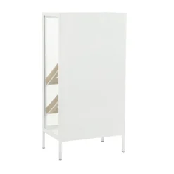 Kirkland's Home Kitchen Islands & Bar Carts-White Metal And Natural Wood 2-Door Bar Cabinet