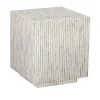 Kirkland's Home Accent & End Tables-White Mother Of Pearl Striped Side Table