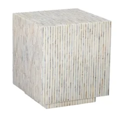 Kirkland's Home Accent & End Tables-White Mother Of Pearl Striped Side Table