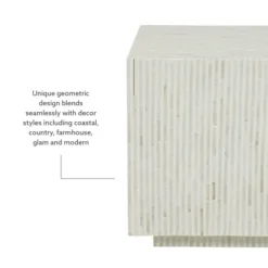 Kirkland's Home Accent & End Tables-White Mother Of Pearl Striped Side Table