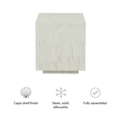 Kirkland's Home Accent & End Tables-White Mother Of Pearl Striped Side Table