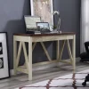 Kirkland's Home Office Furniture-White Oak Farmhouse A-Frame Desk With Brown Top