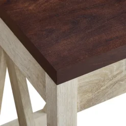 Kirkland's Home Office Furniture-White Oak Farmhouse A-Frame Desk With Brown Top