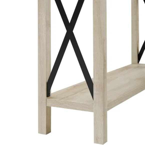 Kirkland's Home Console Tables-White Oak Farmhouse X-Frame Console Table