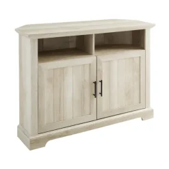 Kirkland's Home Tv Stands & Media Consoles-White Oak Grooved Door Corner Tv Stand