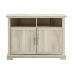Kirkland's Home Tv Stands & Media Consoles-White Oak Grooved Door Corner Tv Stand