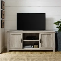 Kirkland's Home Tv Stands & Media Consoles-White Oak Grooved Door Tv Stand