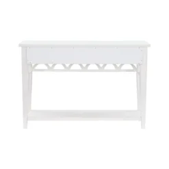 Kirkland's Home Console Tables-White Or Teal Paneled Fretwork Console Table